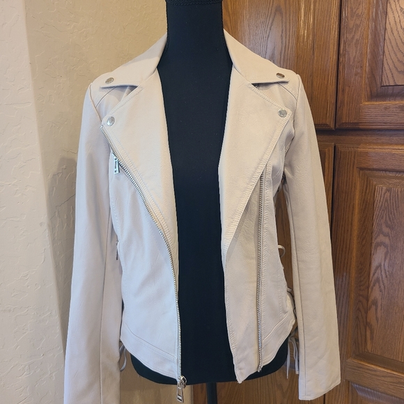 GUESS Leather Jacket, Stone Color - Picture 5 of 8